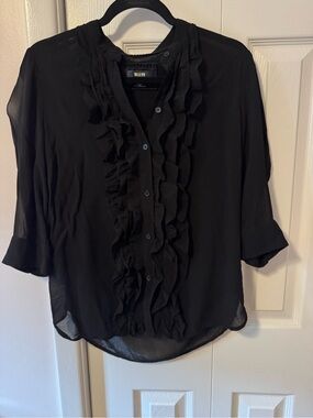 Maeve by Anthropologie Black Ruffle Blouse – XS